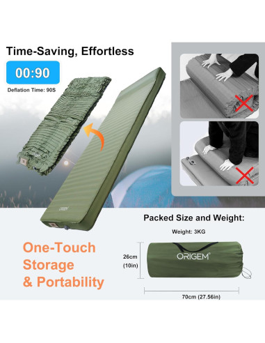 Colchoneta Autoinflable Origem 10CM con Bomba - Verde