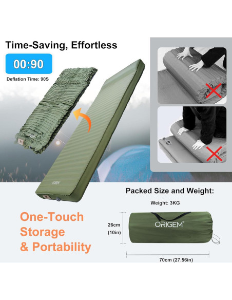 Colchoneta Autoinflable Origem 10CM con Bomba - Verde