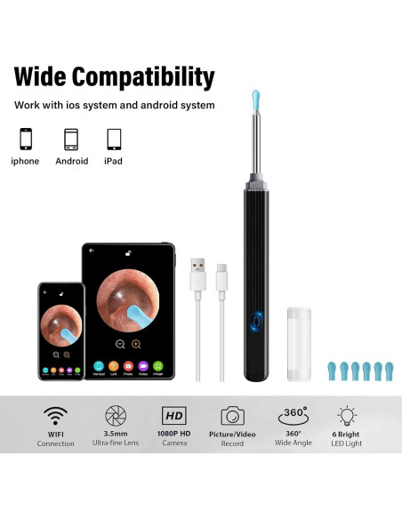 Kit de Eliminación de Cerumen Morelax con Cámara 1080P