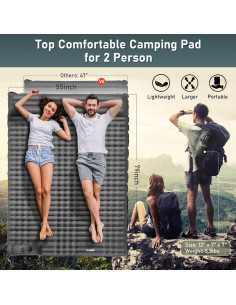 Almohadilla Doble Inflable Elegear 4" para Camping Gris 2