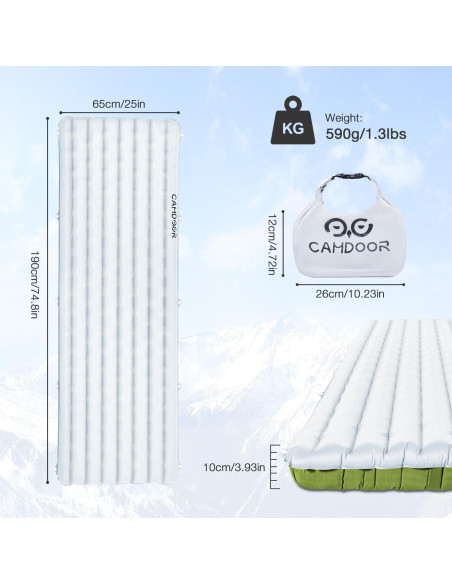 Colchoneta Inflable Aislada CAMDOOR 190x65cm 10cm Grosor