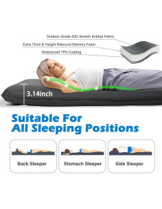 Colchoneta de Camping Autoinflable DOYXC 8 cm con Almohada 2