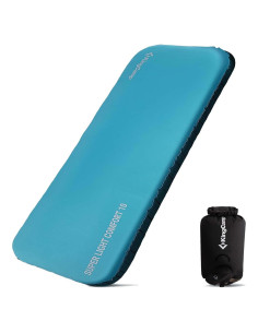 Colchón Inflable KingCamp Individual 10 cm Espuma Memoria Azul