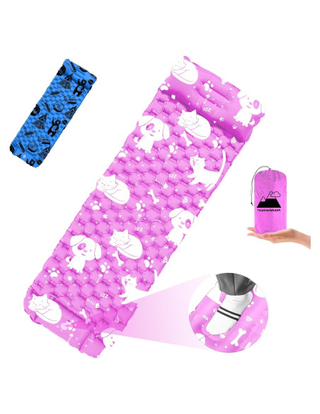 Colchón Inflable KidzAdventure 1.65m con Bomba y Almohada Rosa
