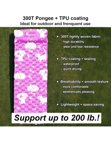 Colchón Inflable KidzAdventure 1.65m con Bomba y Almohada Rosa