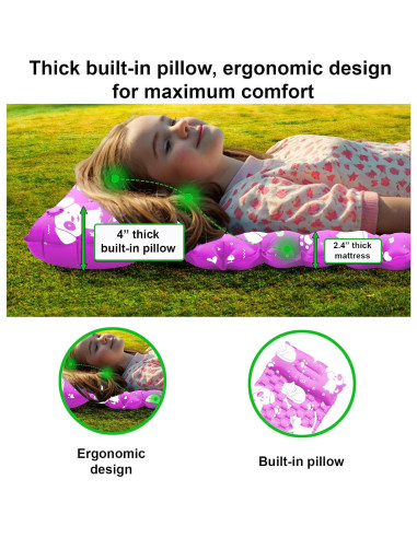 Colchón Inflable KidzAdventure 1.65m con Bomba y Almohada Rosa