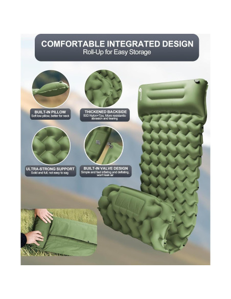 Colchoneta Inflable Individual Realtopdo CAMPD Verde Pasto 200x66 cm