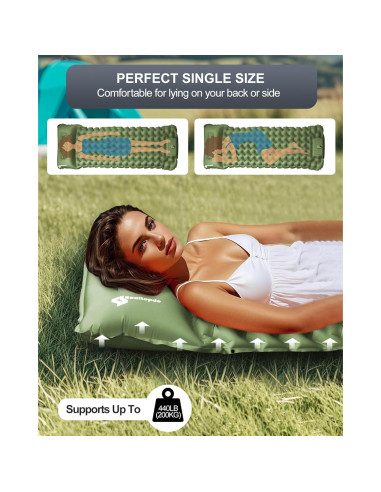 Colchoneta Inflable Individual Realtopdo CAMPD Verde Pasto 200x66 cm