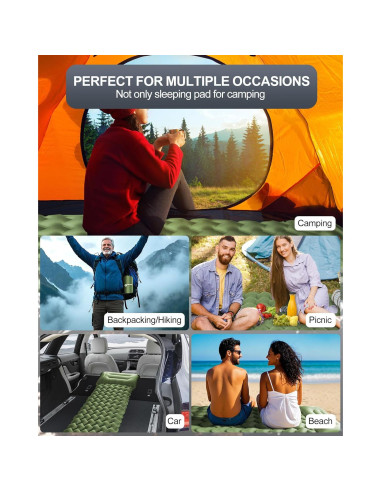 Colchoneta Inflable Individual Realtopdo CAMPD Verde Pasto 200x66 cm