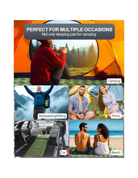 Colchoneta Inflable Individual Realtopdo CAMPD Verde Pasto 200x66 cm