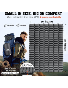 Colchón Inflable Doble Hikenture 183x127 cm para Camping 2