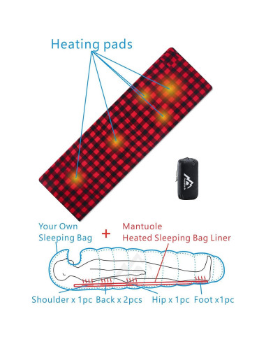 Saco de Dormir Calefaccionado Mantuole 198x61cm 5 Zonas USB