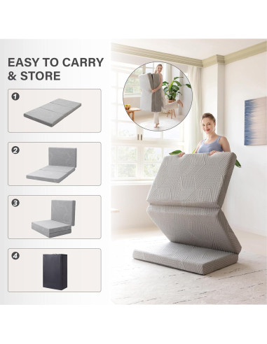 Colchón Plegable MLILY de Espuma Viscoelástica 4" Individual