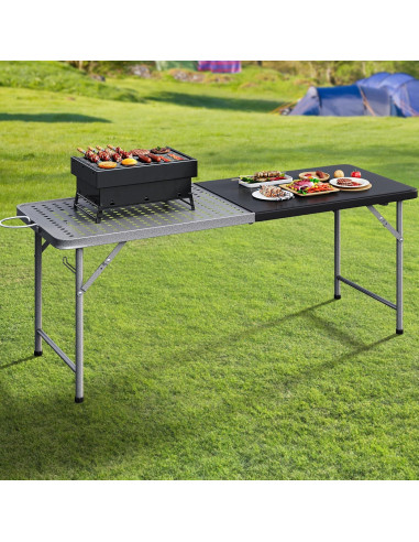 Mesa Plegable de Parrilla YITAHOME 180x70 cm Negra 2 en 1