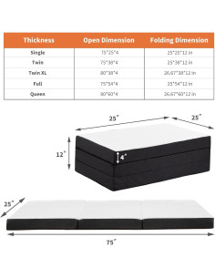 Colchón Plegable Sweetcrispy 4cm Espuma Viscoelástica Individual 2