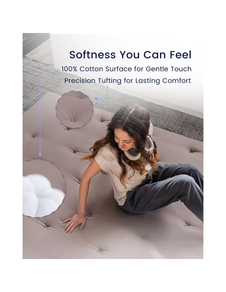 Colchón Futón Japonés ZonLi Queen 203x152cm 100% Algodón