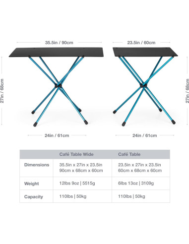 Mesa de Comedor Portátil Helinox Ancha 60x90cm Plegable