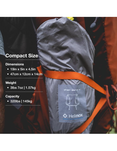 Silla Helinox Cero Ultraligera y Mesa Uno Plegable