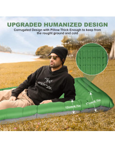 Almohadilla de Camping MINGPINHUIUS 4.7" Autoinflable Verde Oliva 2