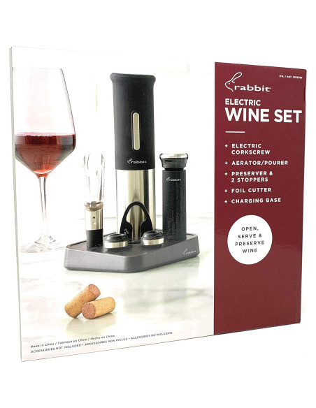 Juego de Vino Eléctrico Rabbit 5 Piezas - Sacacorchos y Accesorios