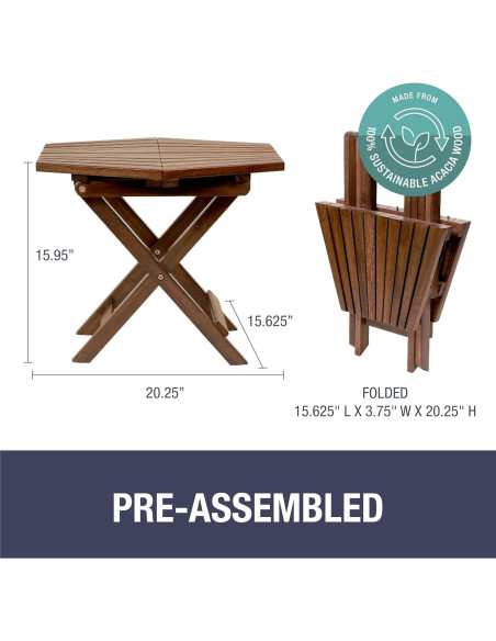 Mesa Plegable CleverMade Tamarack - Madera Acacia Canela