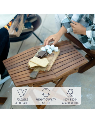 Mesa Plegable CleverMade Tamarack - Madera Acacia Canela