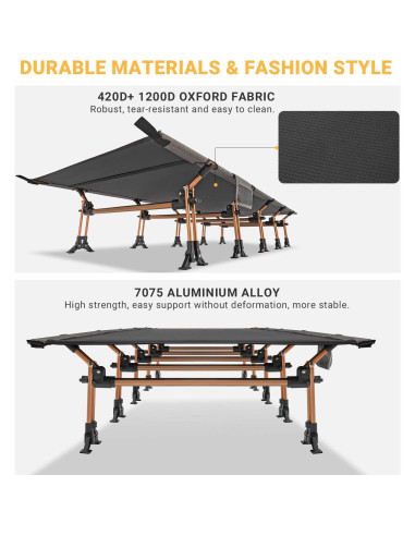 Cama de Camping Plegable KingCamp XXL 551 lbs Negra