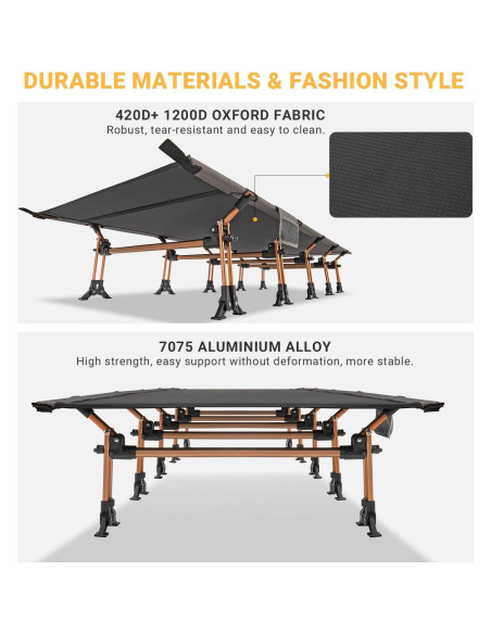 Cama de Camping Plegable KingCamp XXL 551 lbs Negra