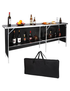 Mesa de Bar Plegable REDCAMP 208cm Negra para Eventos