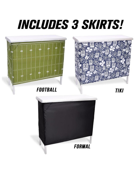 Mesa de Bar Portátil GoPong con 3 Faldas y Funda - 99x91 cm