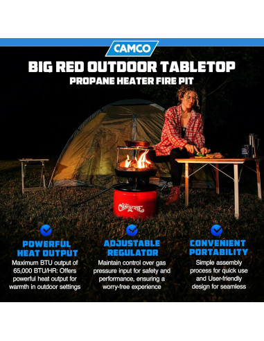 Calentador de Propano Camco 33.66 cm para Camping Rojo
