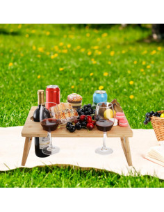 Mesa de Picnic Plegable Peohud de Bambú para Vino 42.9x32cm 2