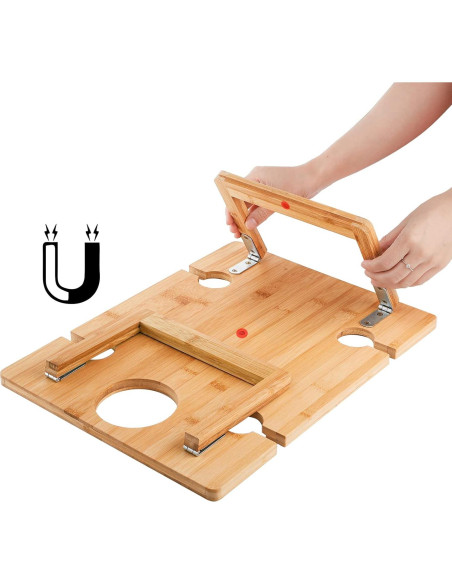 Mesa de Picnic Plegable Peohud de Bambú para Vino 42.9x32cm