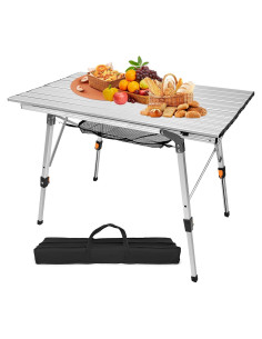 Mesa de Camping Plegable MAHOOMMAKH 90x53 cm Altura Ajustable