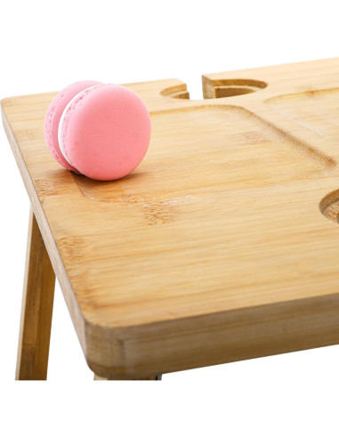Mesa de Picnic Plegable Peohud de Bambú para Vino 42.9x32cm