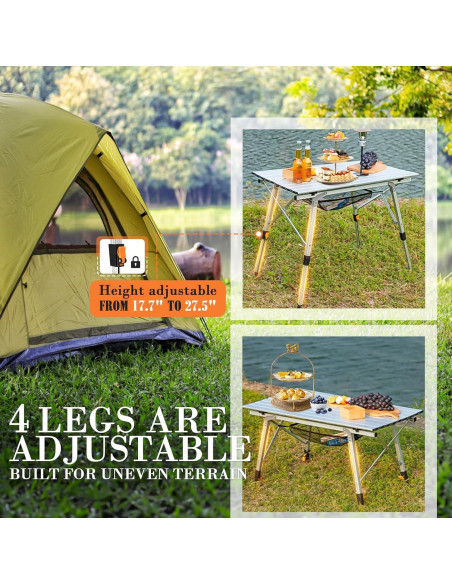 Mesa de Camping Plegable MAHOOMMAKH 90x53 cm Altura Ajustable