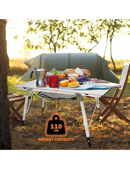 Mesa de Camping Plegable MAHOOMMAKH 90x53 cm Altura Ajustable