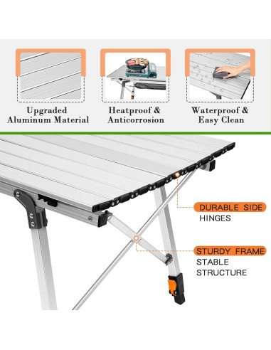 Mesa de Camping Plegable MAHOOMMAKH 90x53 cm Altura Ajustable