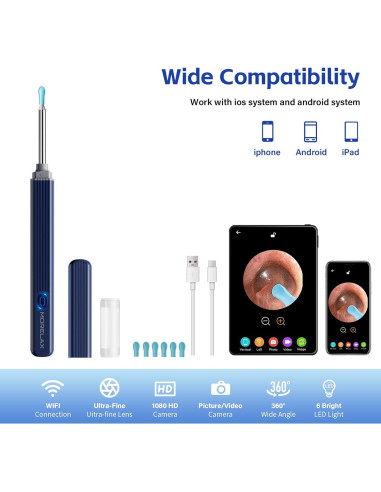 Kit de Limpieza de Oídos Morelax con Cámara 1080P HD