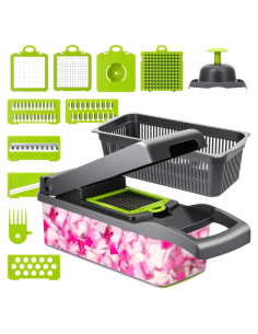 Cortador de Verduras 11-en-1 Marvelity Manual Verde Gris