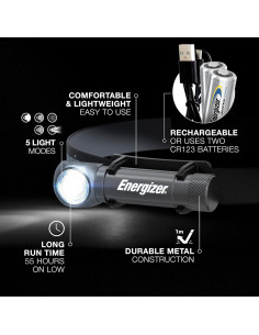 Linterna Frontal LED Energizer Híbrida 1000 Lúmenes IPX4 2