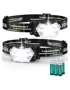 Linterna Frontal LED PLUSINTO 2000 Lúmenes 2 Paquetes IPX5