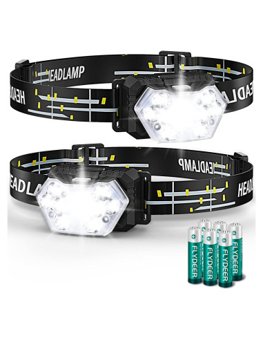 Linterna Frontal LED PLUSINTO 2000 Lúmenes 2 Paquetes IPX5