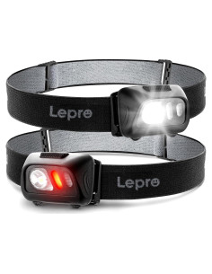 Linterna Frontal LED Lepro PR320016-a-2, 1500 Lúmenes, 6 Modos, Impermeable IPX4, Paquete de 2