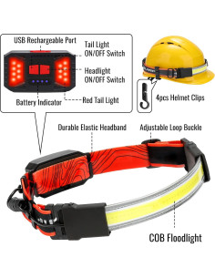 Linterna Frontal LED Recargable Luxallus 1000LM Naranja 2