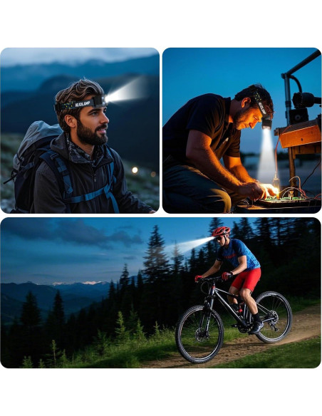 Linterna Frontal Recargable LED PLUSINTO 3 Paquete 5 Modos