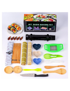 Kit de Hacer Sushi 26 Piezas CRENGYBL - Incluye Rodillos y Cuchillo