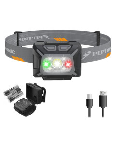 Linterna Frontal LED PEPTRONIC Recargable 9 Modos Impermeable
