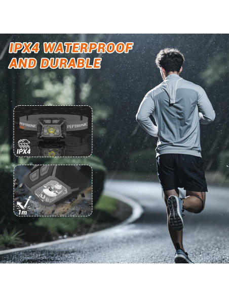 Linterna Frontal LED PEPTRONIC Recargable 9 Modos Impermeable