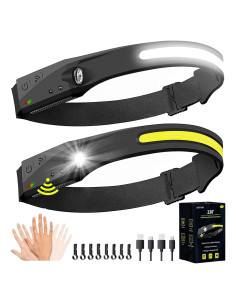 Paquete de 2 Linternas Frontales LED Swift Orbit - Recargables, Impermeables, Sensor de Movimiento